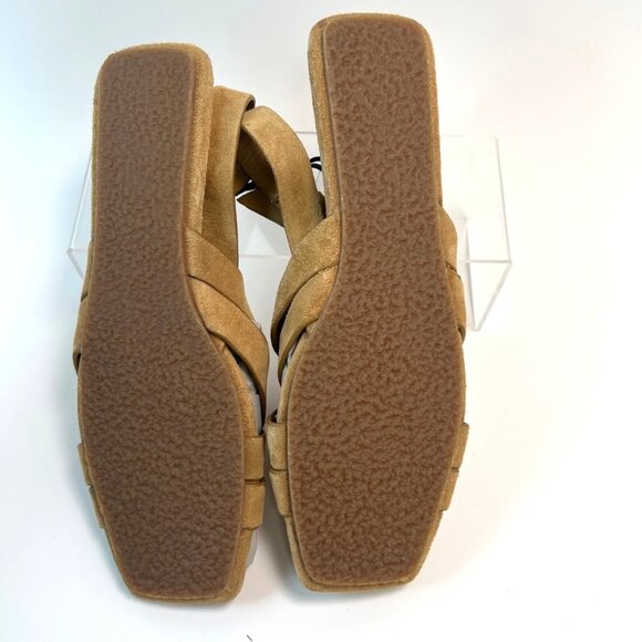 Zara Womens Tan Suede Fisherman Crisscross Flat Sandals Square Toe Size 39 US8 - Picture 4 of 7